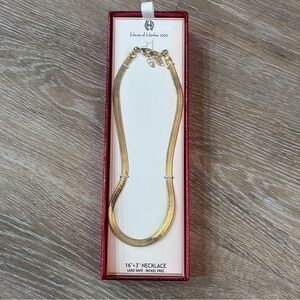 House of Harlow 1960 Gold Herringbone Necklace 16”+3” | Nickel-Free, Lead-Safe